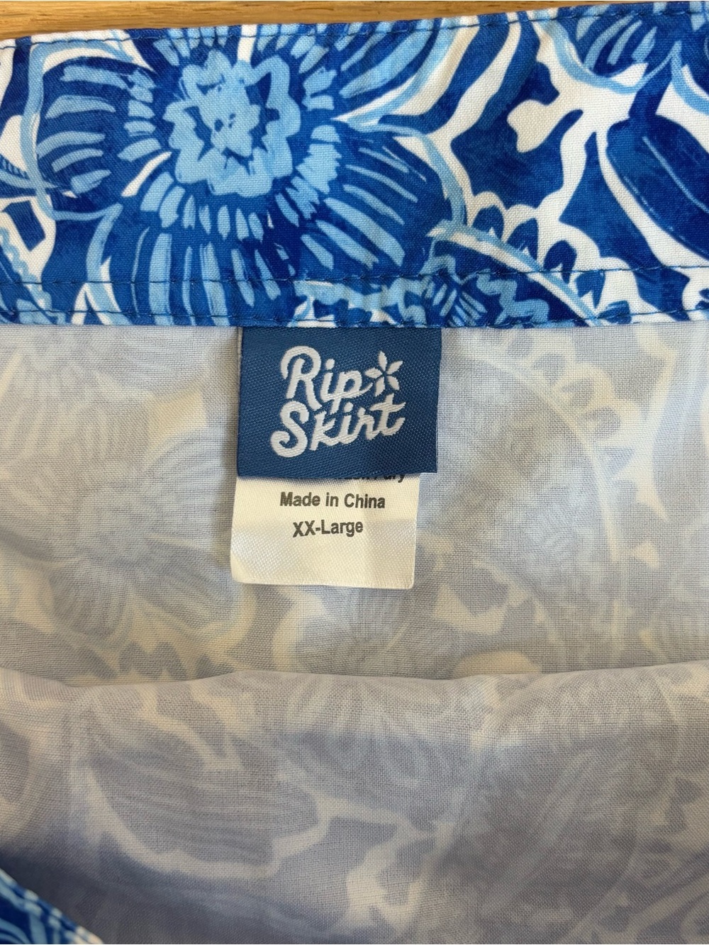 RipSkirt Hawaii Wrap Skirt Length 2 Women’s Size XXL Blue & White Floral Summer - Picture 4 of 5